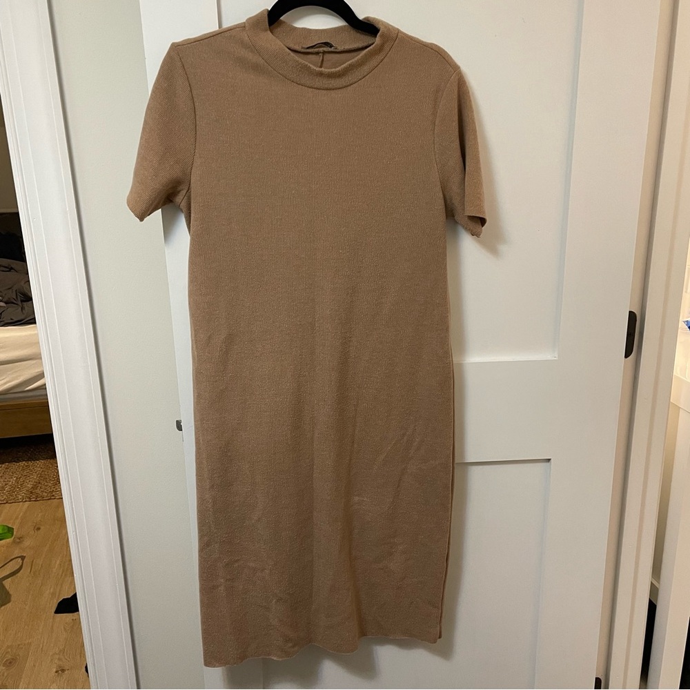 Zara mock neck camel dress